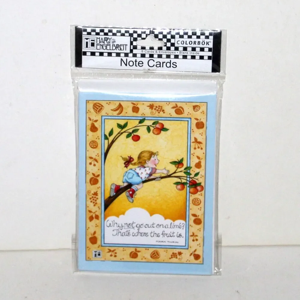 Mary Engelbreit set of 8 Cards and Envelopes blank Mark Twain children